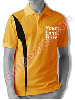 Designer Tangerine and Black Color Polo Logo T Shirt